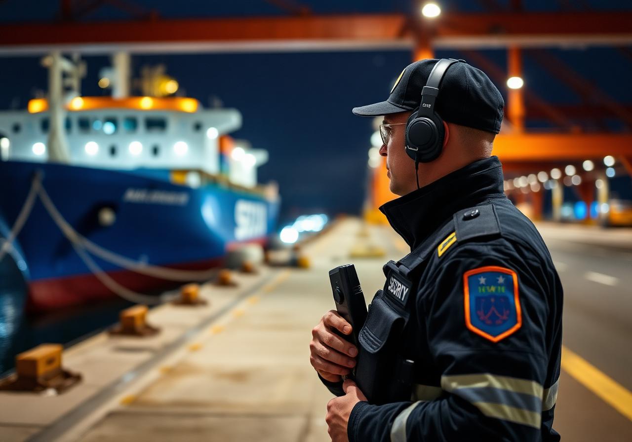 Equipe de monitoramento 24 horas para segurança de navios no porto