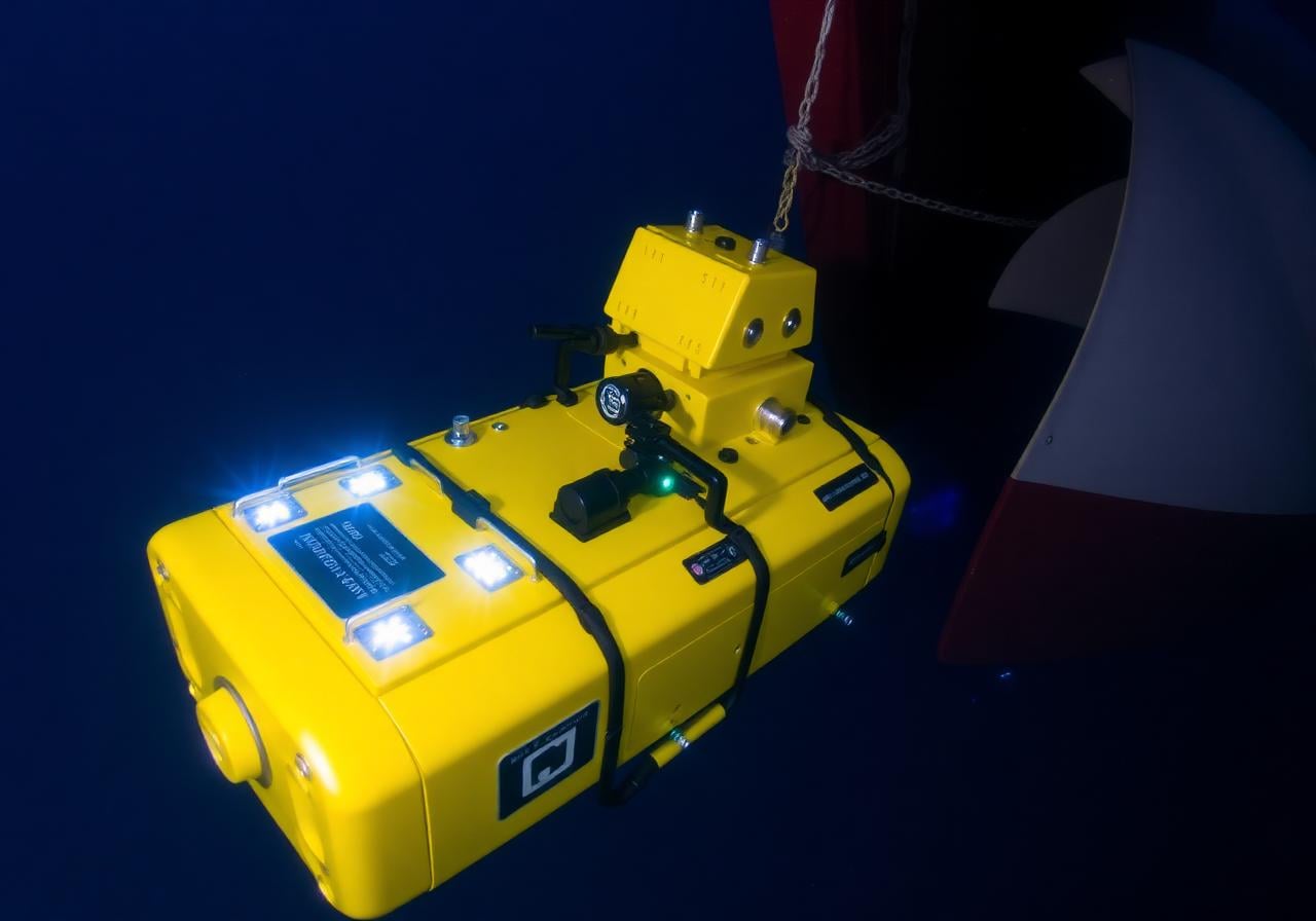 Inspeção subaquática com veículo remoto (ROV) para segurança marítima